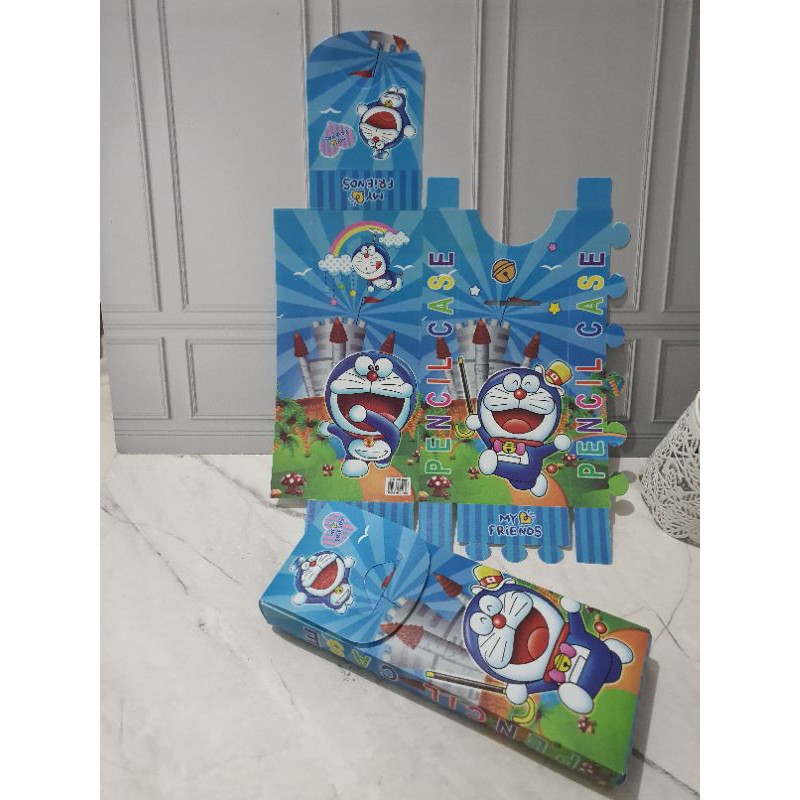 (12pc) kotak pensil rakit murah/tempat pensil buat sendiri/kotak pensil karakter rakit/pencil case-Doraemon