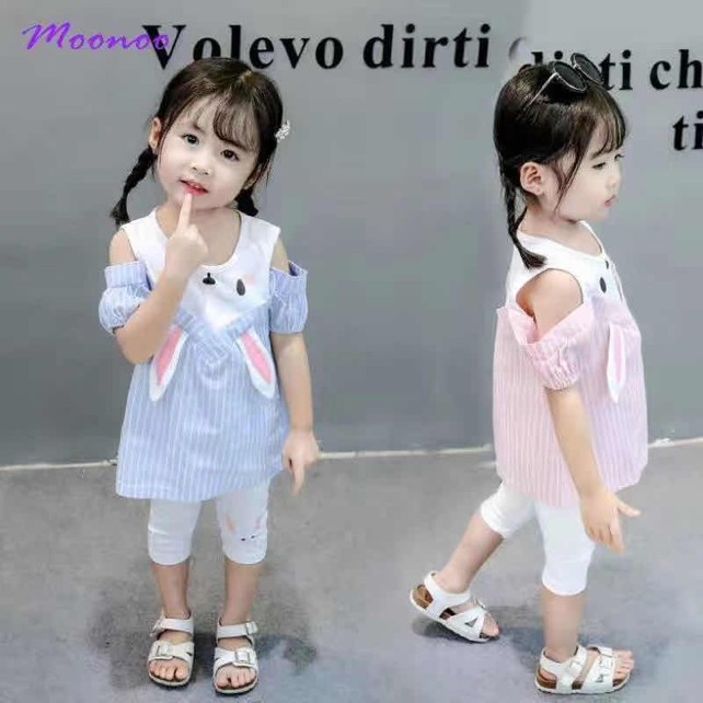 Setelan Baju Anak Perempuan Balita Import | Set Kaos Anak Cewek / Kualitas Premium harga Murah STLN GRabbit MB