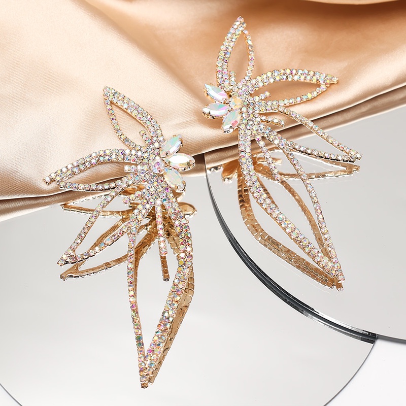 Anting Giwang Panjang Gaya Vintage Elegan Model Bunga Dengan Kristal + Berlian Imitasi Untuk Wanita