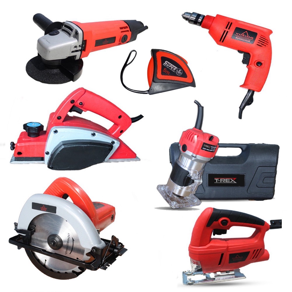 TERMURAH BISA COD !!!! PROMO PAKET HEMAT TUKANG KAYU !!! MESIN SERUT+ MESIN CIRCULAR SAW + GRINDA 4 INCHI + BOR BOLAK BALIK + MESIN PROPIL + MESIN JIGSAW FREE METERAN 5M