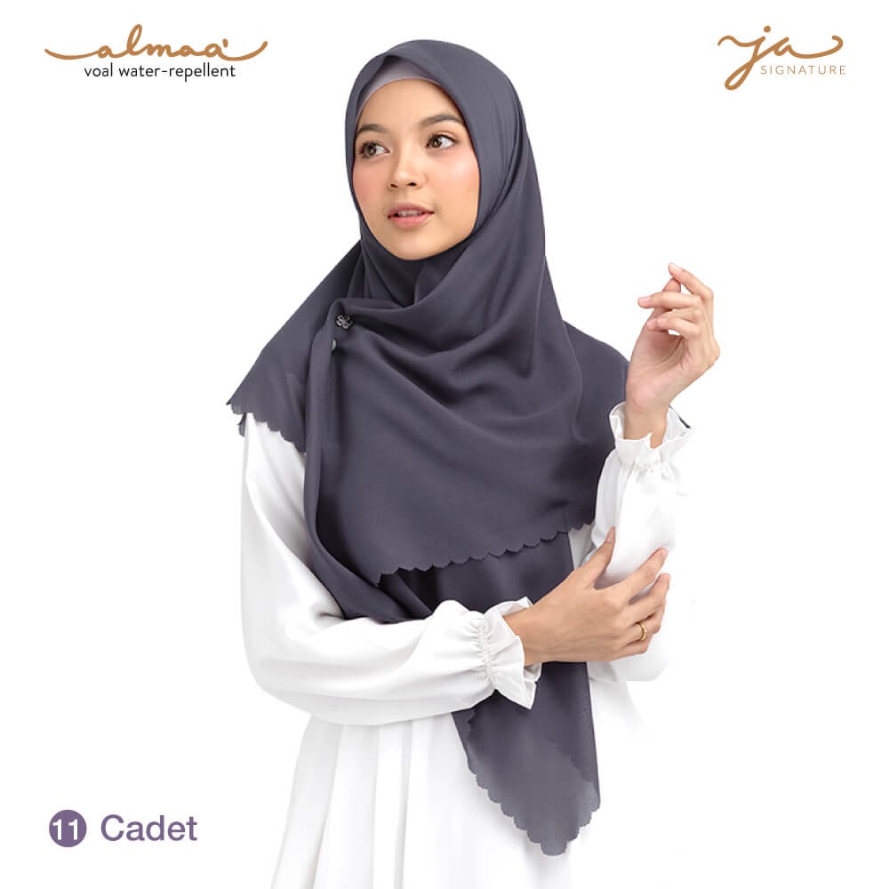 Jilbab Afra Almaa' Warna Cadet - Hijab Voal Polos Segi Empat - Water Repellent