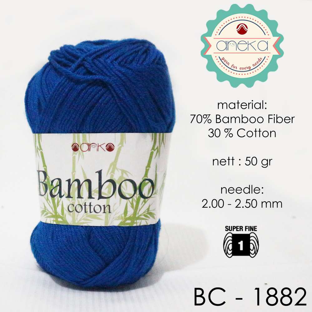 Benang Rajut Katun Bambu / Bamboo Cotton Yarn 2 - 1882 Biru