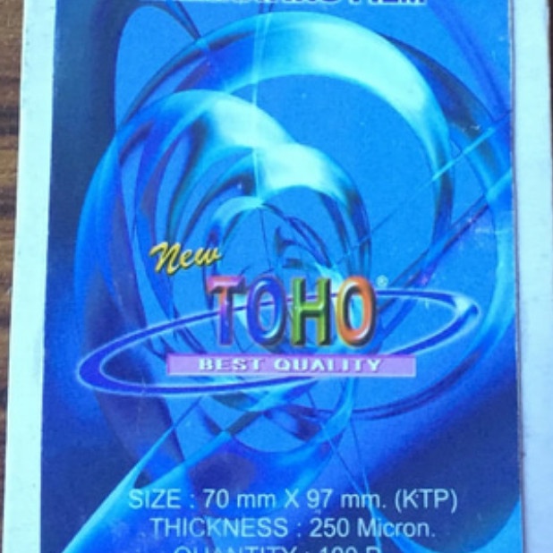 

Toho Plastik Laminating KTP 250 micron 1pack (100pcs)