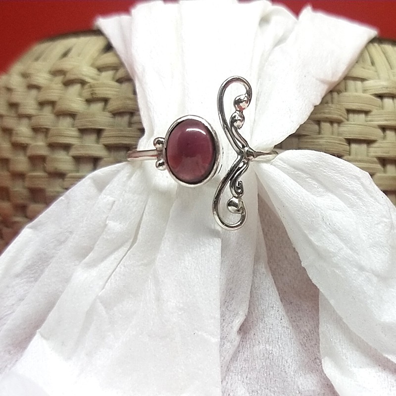 Cincin Ring Perak Silver Bali Asli 925 korea style Kawat Midi Batu Akik Merah Garnet Pria Laki Wanit