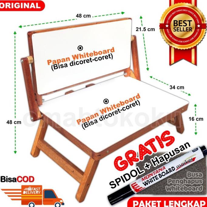 Meja Belajar Lipat Laptop Anak Double Whiteboard Polos Portable L7Aenj8_N5