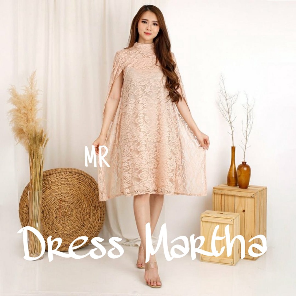 3 UKURAN L XL XXL DRESS MARTHA BRUKAT LAPIS FURING PAKAIAN WANITA MR ADA VIDEO REAL PICT