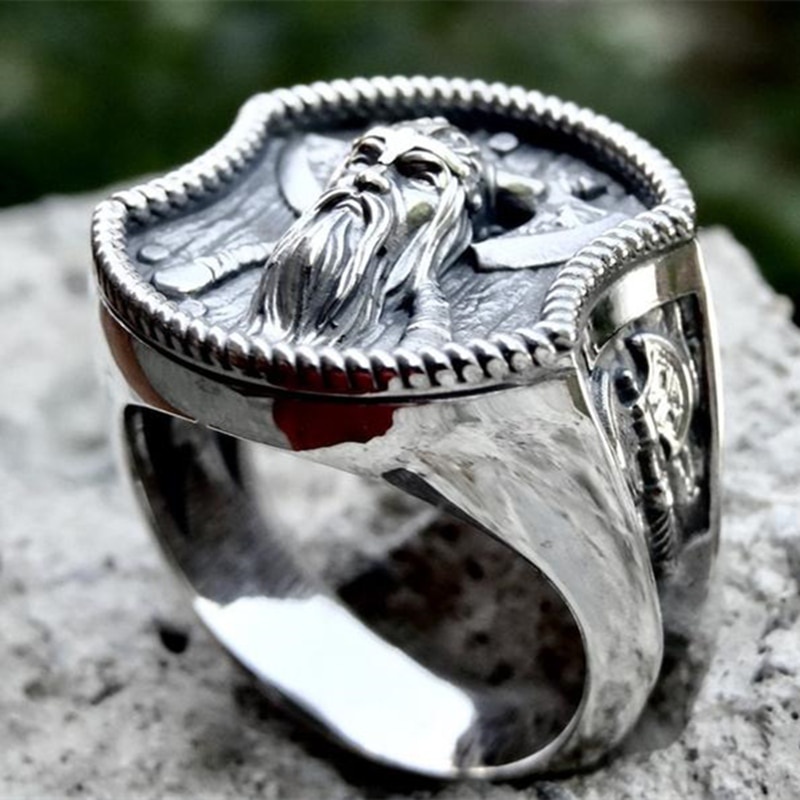 Cincin Bahan Stainless Steel 316l Desain Palu Thor Gaya Vikingnorse Paganbiker Untuk Pria