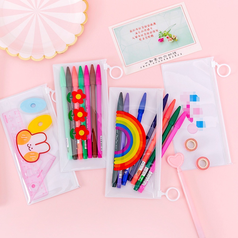 

Tempat Pensil Model Transparan Kotak Pensil Anak Sekolah Lepak Pensil Zip