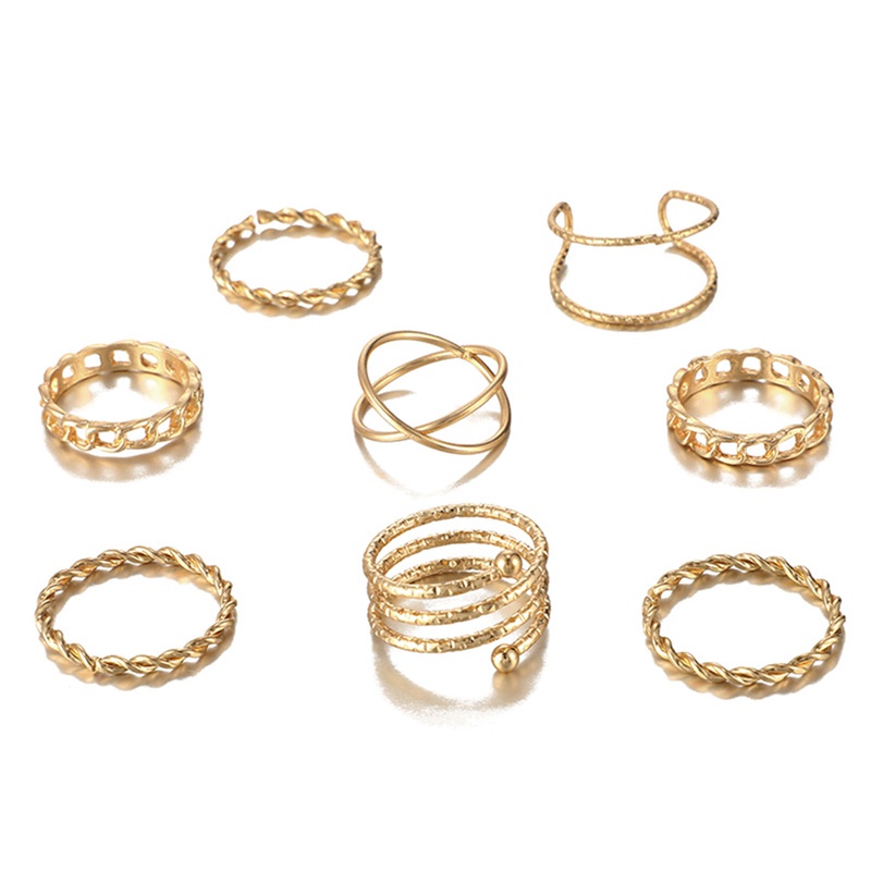 Fancyqube 10Pcs Gold Knuckle Stackable Rings Set For Women, Bohemian Gold/Silver Plated Comfort Fit Vintage VSCO Wave Joint Finger Rings Gift