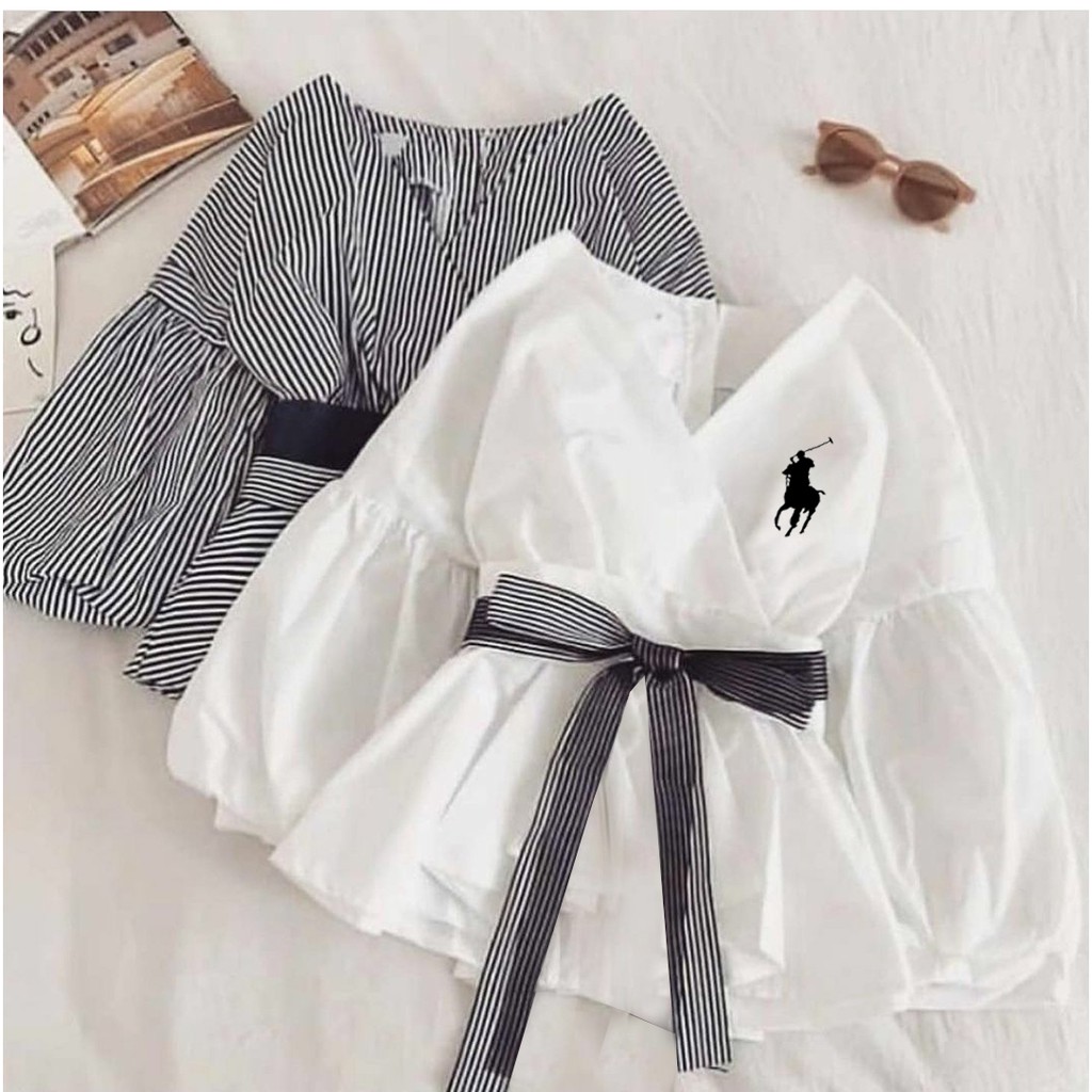 *[HNFK] Blouse Korea / Blouse Wanita Terbaru / Atasan Korea Termurah / Blouse Motif Salur