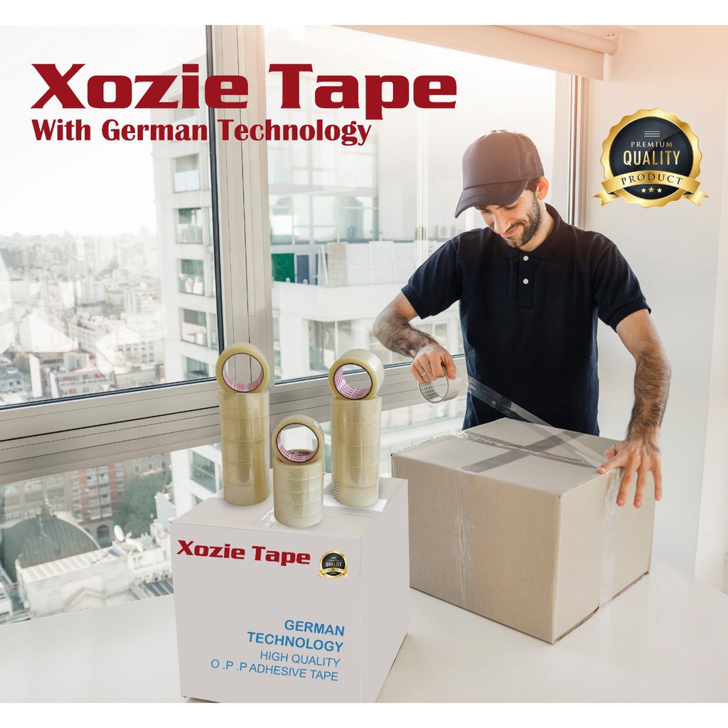 Grosir Lakban Bening XOZIE Tape 90yard 48mm Lakban Xozie Lakban Packing Murah Lakban 1 DUS Lakban