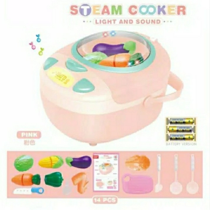 Mainan Anak Masak Masakan Perempuan Rice Cooker Steam Cooker Penanak Makanan - Mainan Kitchen Masakan Anak