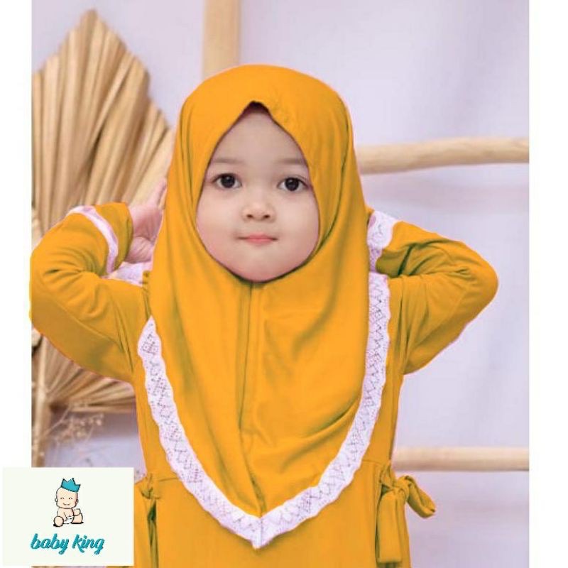 Jilbab ANISA Hijab / Jilbab anak aksen renda 0-3 tahun