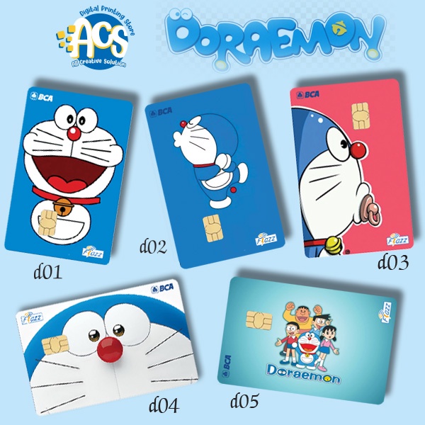 Custom E-Card print UV Seri Kucing Biru D o r a e m o n  Viral Murah