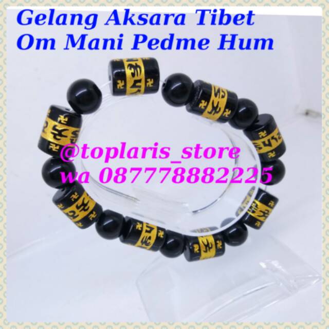 Gelang Om Mani Pedme Hum Black Natural Batu