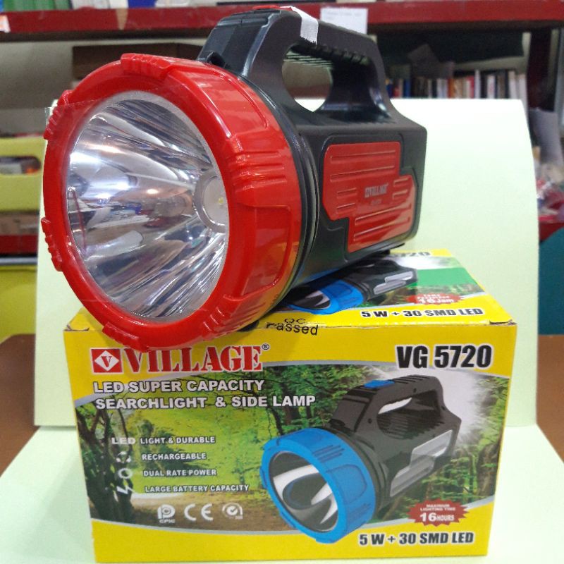 Senter LED 2in1 VILLAGE Rechargeable VG 5720 + Side Lamp | Laku Tokoku