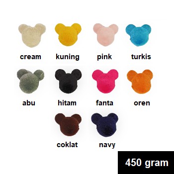 Mote Beludru Jahit Mickey @450 gram
