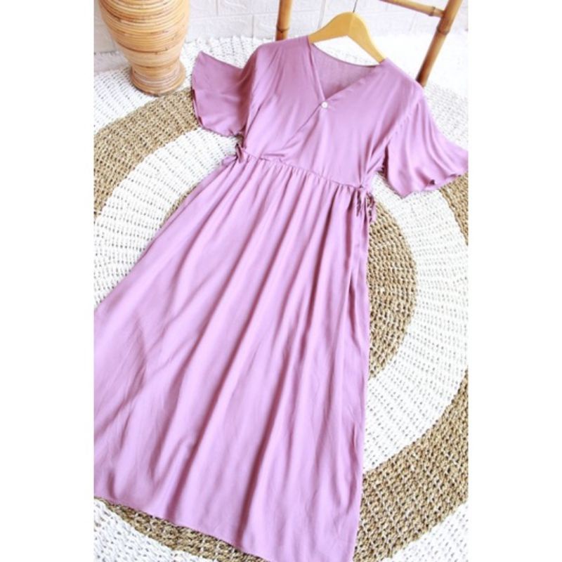 DASTER KIMONO PANJANG POLOS BUSUI DASTER KIMONO JUMBO SEMATA KAKI HOMEDRESS KEKINIAN DASTER VIRAL DASTER JUMBO LD 120-LILAC LNGAN TROMPET