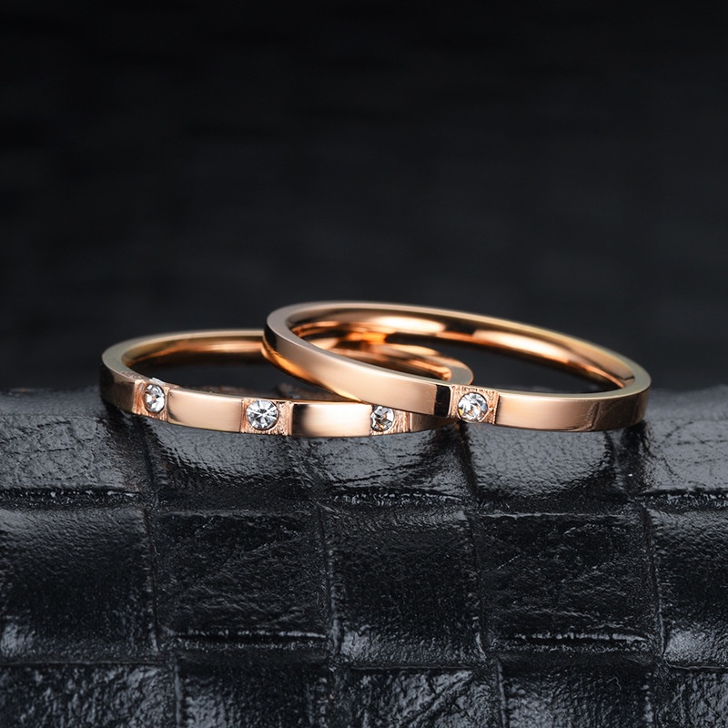 Cincin Bahan Titanium Steel Warna Silver Dan Rose gold Gaya Korea Untuk Wanita