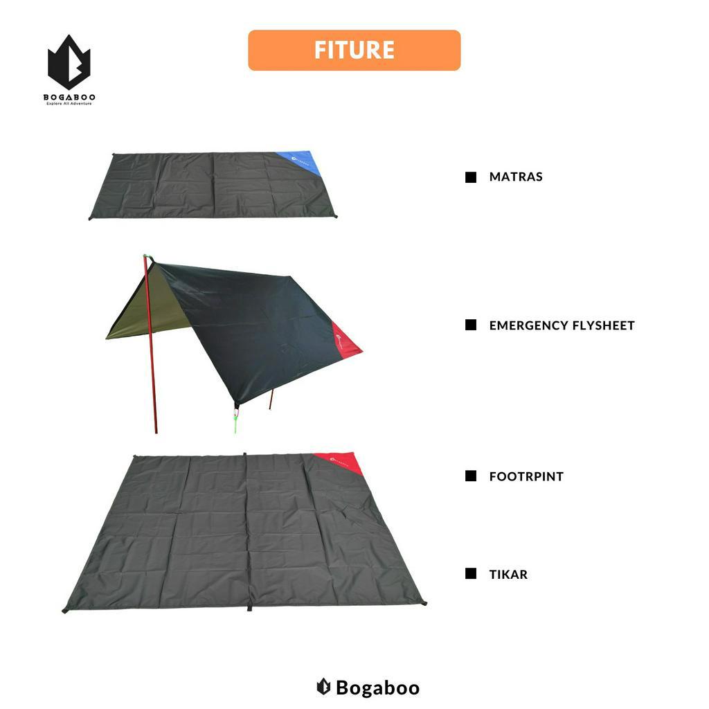 BOGABOO footprint 3 x 4 ultralight waterproof 4 IN 1 - flysheet ultralight - tiker ultralight - matras ultralight - alas tenda dome