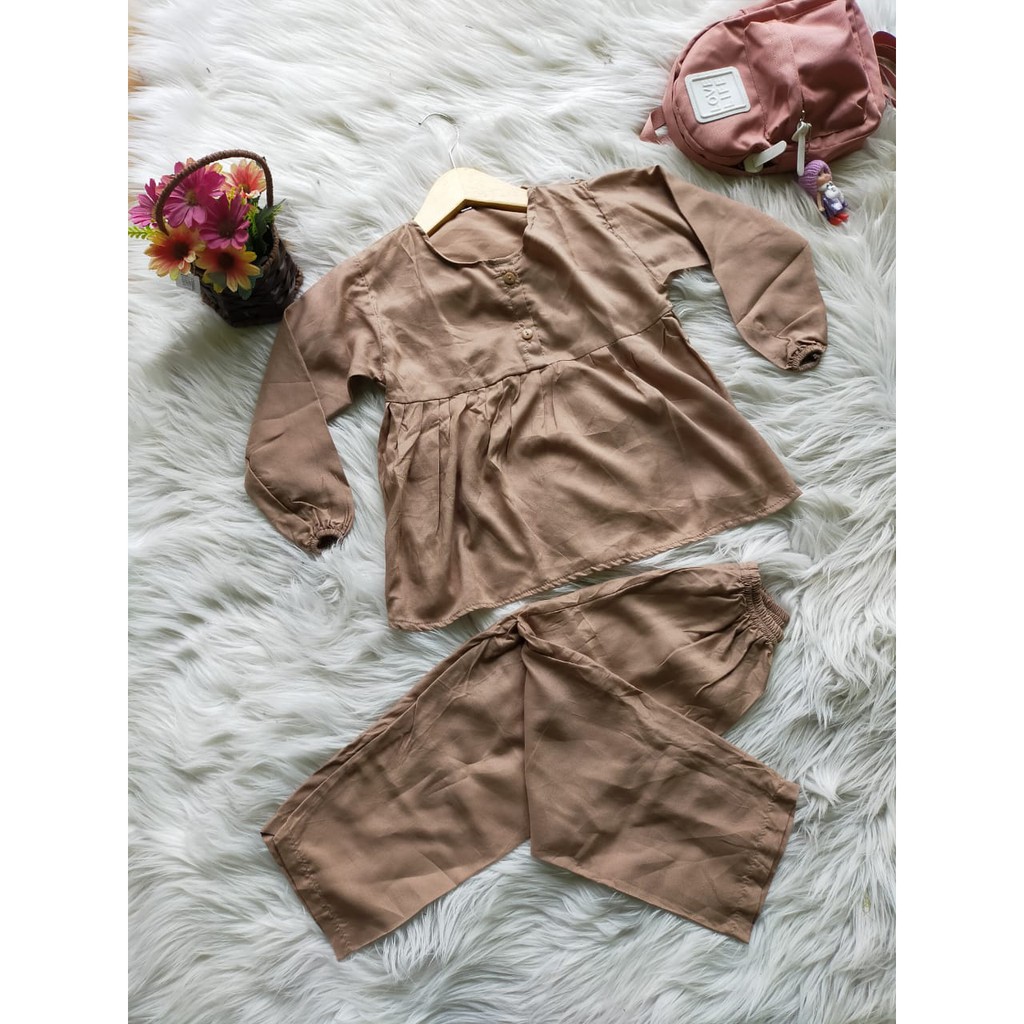 piyama setelan polos rayon anak dan tanggung