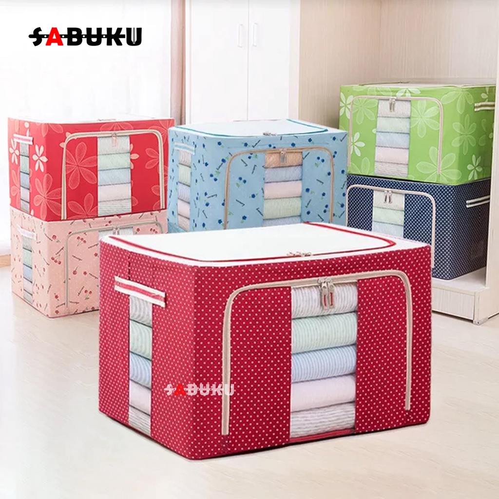Storage Box 66LDouble Zipper Frame Baja Large Besar Multifungsi tempat Pakaian baju laundry Bed cover Selimut Serbaguna - 242