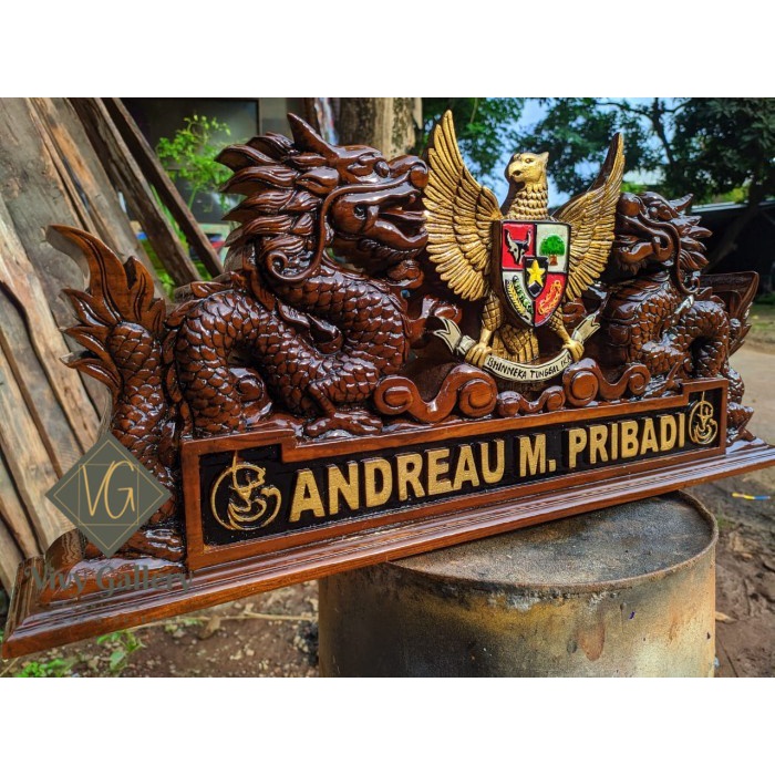 

PAPAN NAMA + PAPAN NAMA MEJA + PAPAN NAMA UKIR + 2 NAGA LOGGO GARUDA