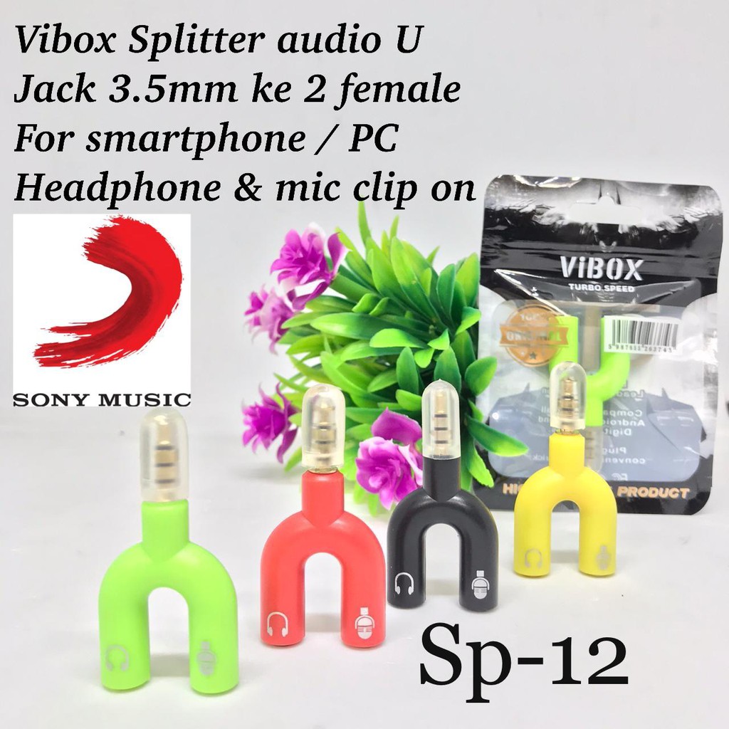 AUDIO SPLITTER U / SPLITTER Y ADAPTER LO-AX5 SUPPORT MIC-EARPHONE JACK 3.5MM LOGON