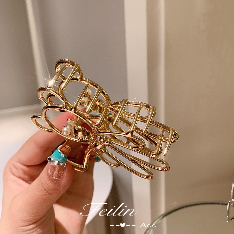 Bear metal clip headdress hair clip female summer head shark clip large hair clip hairpin net red hair volume
