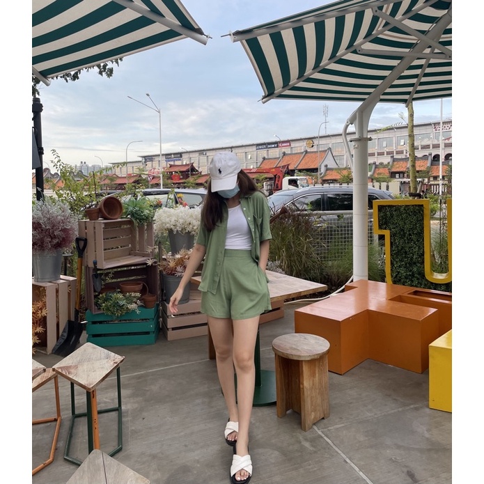 LACHEL Elisa Shirt Set ( Shirt + Pants )-Matcha