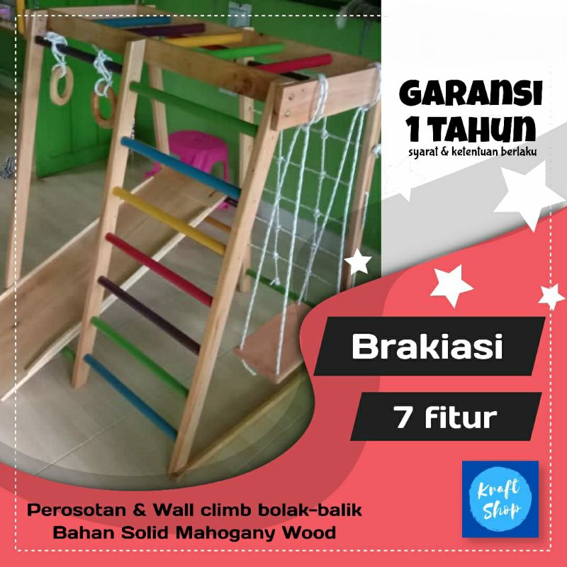 [KRATO Toys] Brakiasi Monkey bar Montessori Balita PAUD TK Kayu Solid GARANSI 1th