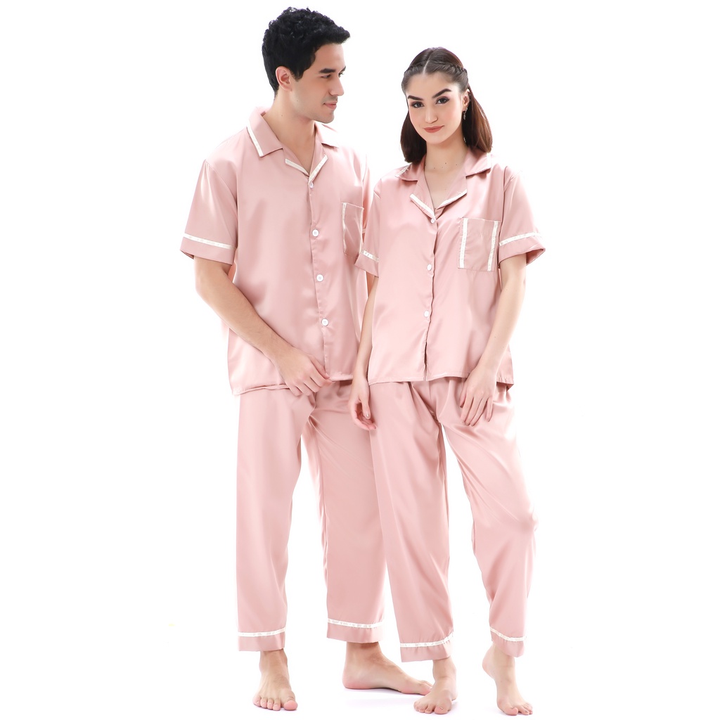 Zavyn Setelan Piyama Couple Satin Ribbon CP