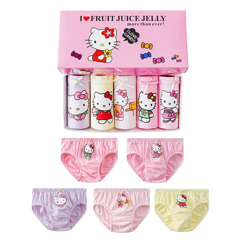 ( 1set 5pc) Set Celana dalam anak Kartun Karakter laki-laki/perempuan impor dengan kotak bahan katun