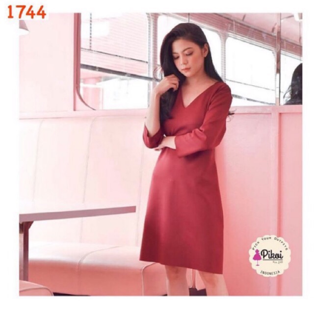 Dress merah murah / dress scuba lucu / dress hitam polos / dress putih cantik / dress kekinian 1744