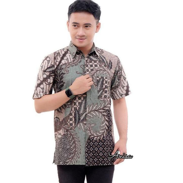 6.6 Terbaru BAJU BATIK PRIA SOGAN LENGAN PENDEK BATIKAF SIZE M L XL XXL ♠