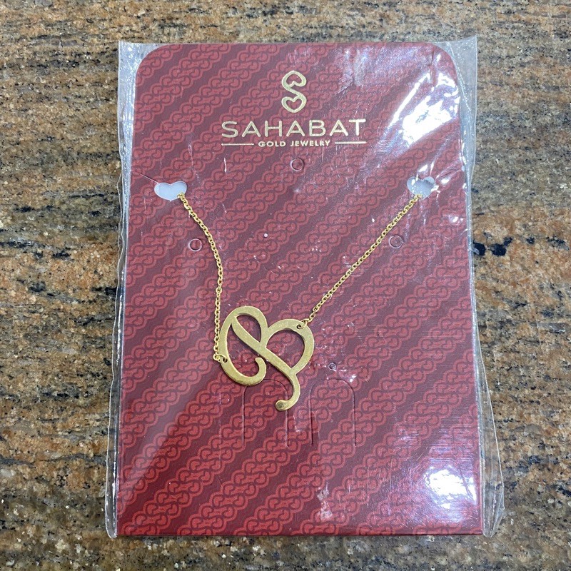Kalung Set Liontin Huruf B Kalung Emas Asli Kadar 700