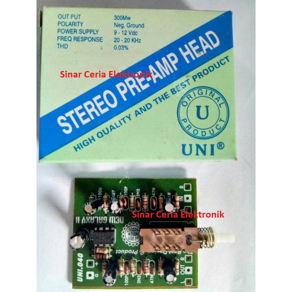 Kit Pre-Amp Head Stereo Preamp Head penguat 9-12v DC Bass Treble