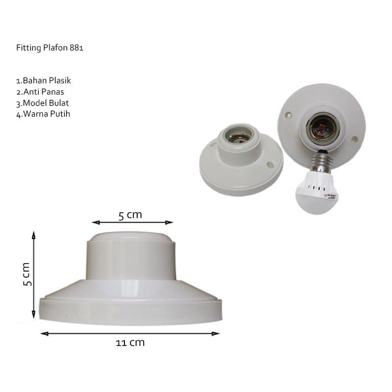 Fiting lampu tempel/plavon keramik E 27 JIAMEI