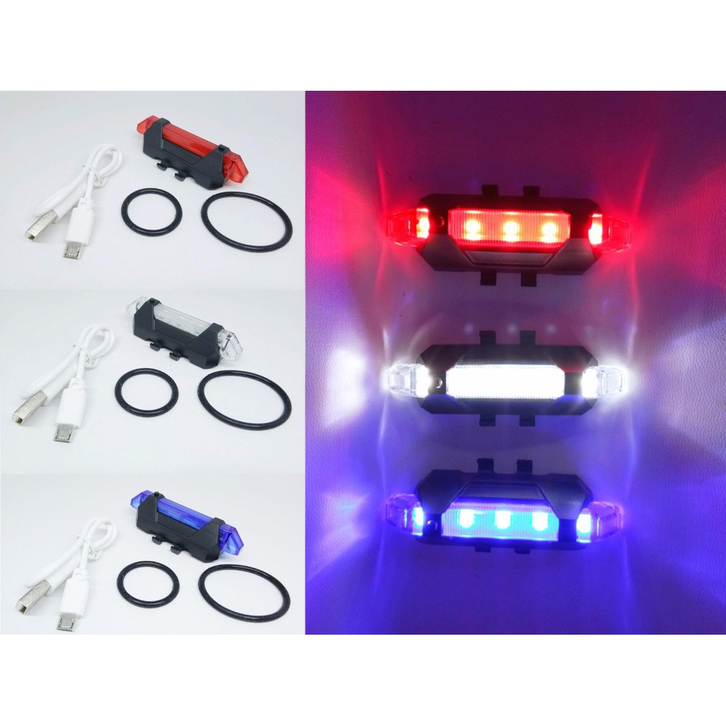 Lampu LED Sepeda Belakang 4 Mode Pencahayaan USB Charge Rear Bike LED Light Waterproof