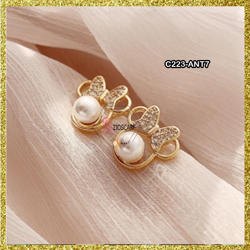 ANTING WANITA KOREA MICKEY/ANTING TITANIUM ANTI KARAT ANTING TUSUK BENTUK MICKEY PEARL ANT7