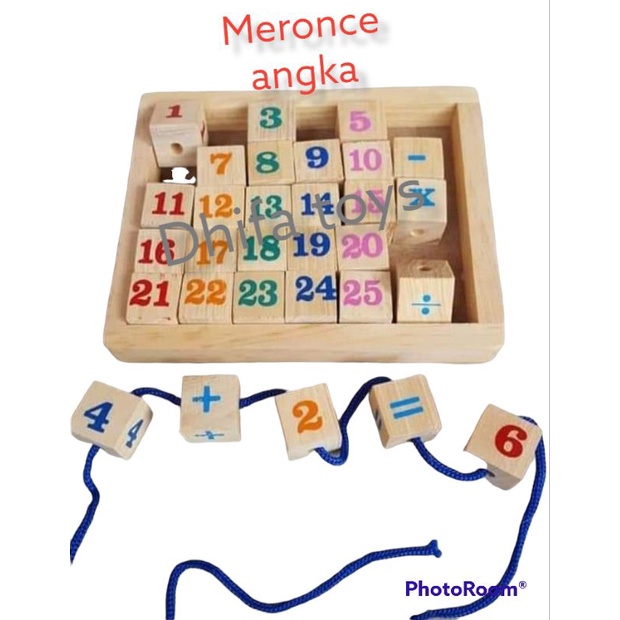 Meronce Angka - Mainan Edukasi Balok | Mainan Kayu Anak TK/Paud