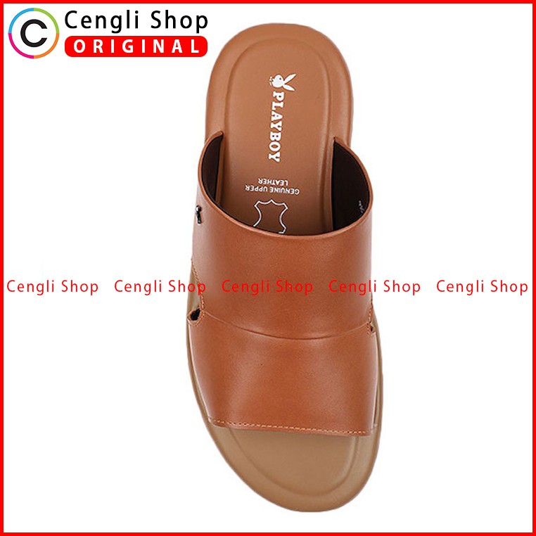 PLAYBOY SANDAL KULIT CASUAL PRIA ORIGINAL TERBARU BRANDED COKLAT PLD2