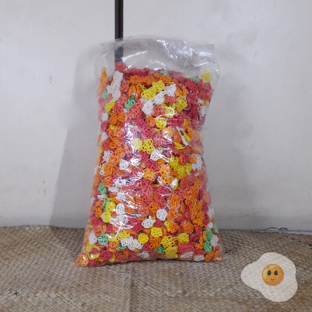 Kerupuk Mie Bawang Warna Warni Plastik Besar 5kg Untuk Seblak Ketoprak dan Bubur Gado-Gado Nasi Gore