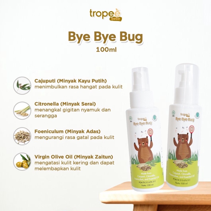 Tropee Bebe Bye Bye Bug Anti Nyamuk Serangga Bayi Anti Mosquito Baby Cream Krim Spray Bayi