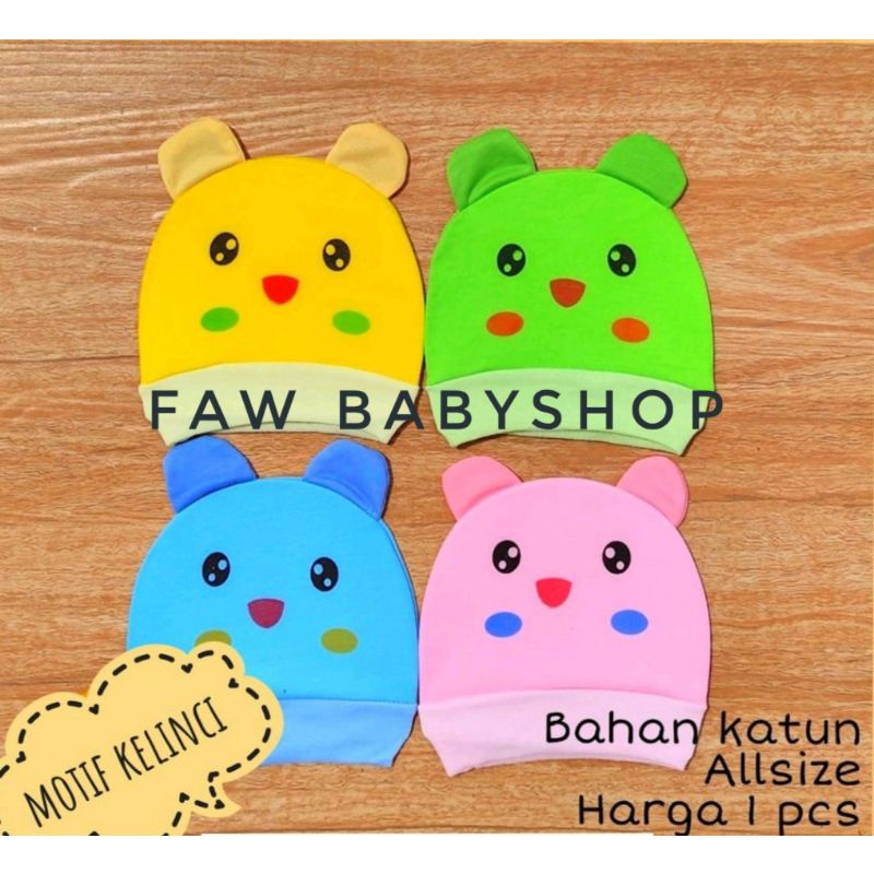 Topi Bayi Newborn Motif/Polos BOBOKO size 0-3 Bulan Baru lahir