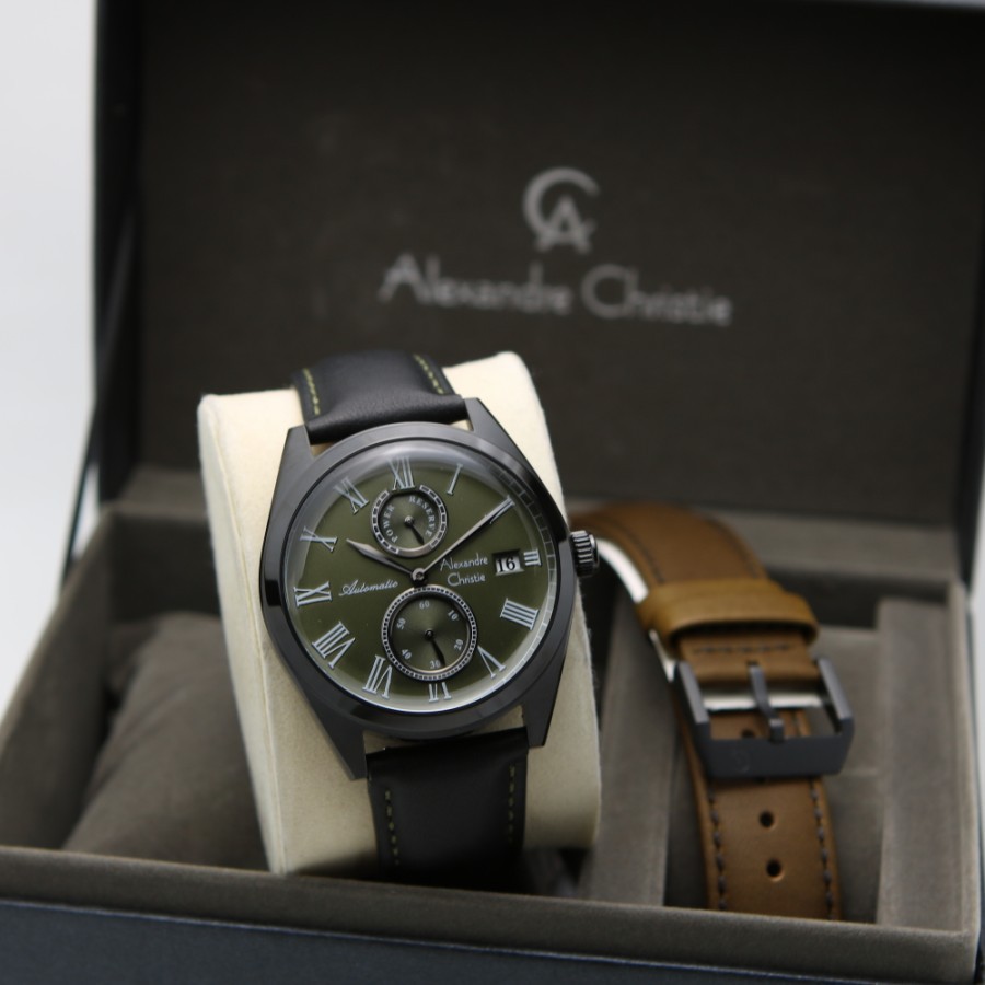 ORIGINAL Jam Tangan Pria Alexandre Christie Automatic AC 3040 / AC3040 / 3040 / Leather