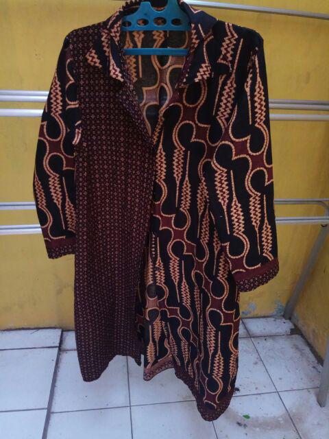 Couple Tunik Mataram Parang Black Jumbo Sarimbit Batik Solo Kantor