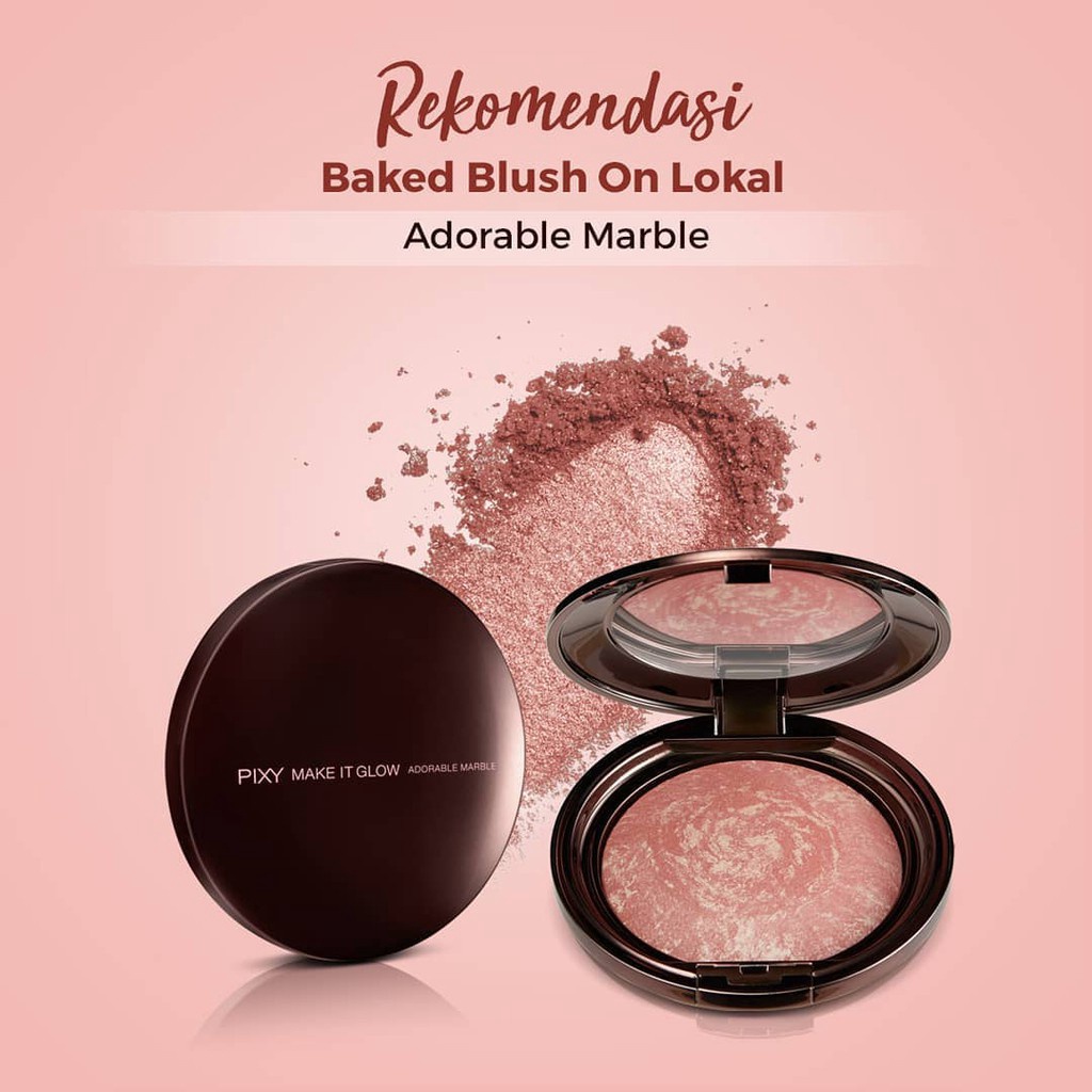 Ningrum Kosmetik Kecantikan Wajah Pixy Make It Glow Adorable Marble | Highlighter | Blush On Shimmer Perona Pipi Pixy - 8034