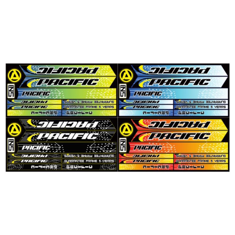 stiker sepeda bmx 12 16 18 pacific decal 1lembar isi 4 glossy mengkilap