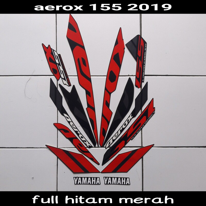 sticker motor aerox 155 2019 hitam merah